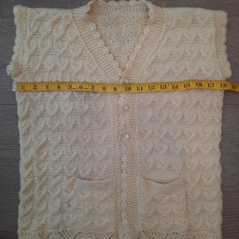 Vintage Cream Cable Knit Crochet Sweater Vest Cottagecore Boho Country - Picture 7 of 11